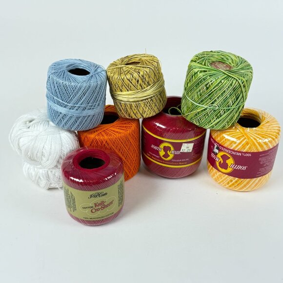 South Maid Mercerized Cotton Crochet Threads Lot of 8 Mixed Colors - Picture 2 of 9